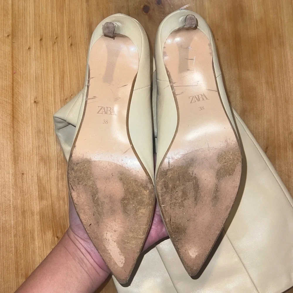 Zara Cream Knee-High Boots - Picture 3 of 4